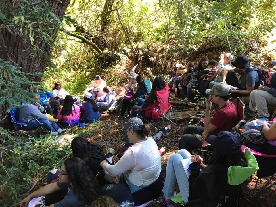 Chairman Valentin Lopez shares Amah Mutsun tribal history at Quiroste Valley Cultural Preserve. Photo courtesy Abran Lopez.